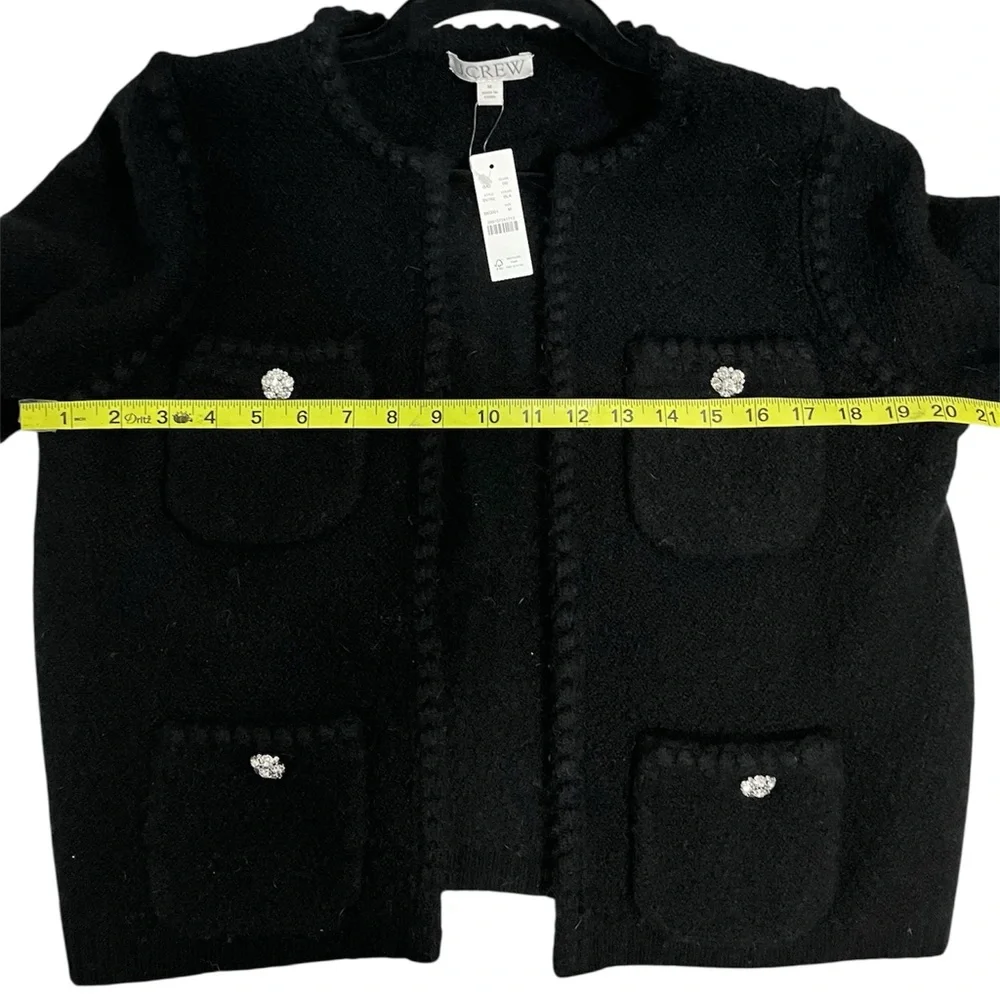 J Crew Odette Black Jacket Sweater Jewel Accents Wool Alpaca Blend Medium NWT - Picture 12 of 14